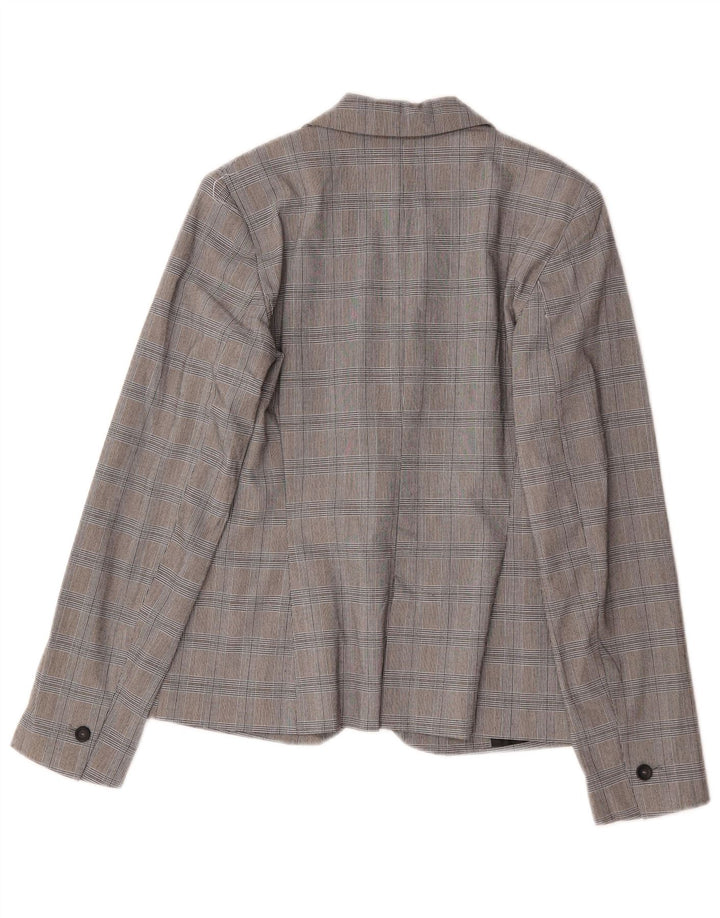 Zara Damen 1-Knopf-Blazerjacke EU 36 XS Graues Hahnentritt-Polyester