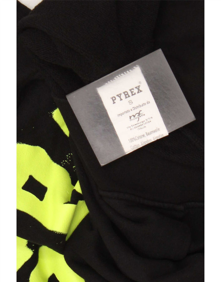 Pyrex Herren-Kapuzenpullover mit Grafik, Größe S, schwarze Baumwolle
