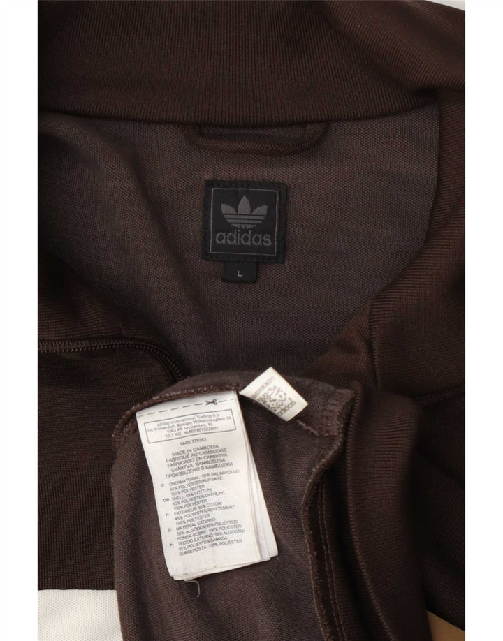 Adidas Herren-Trainingsanzug-Top-Jacke, große braune Colourblock-Baumwolle