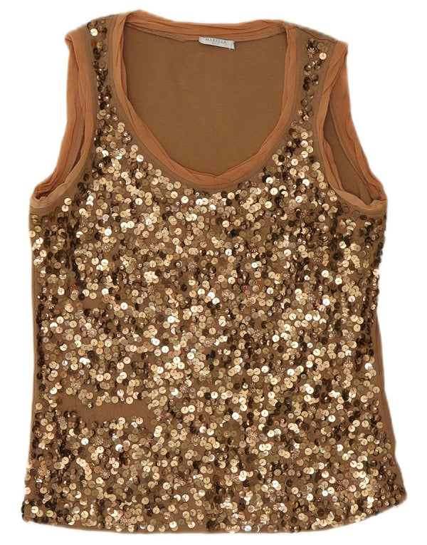Marella Damen Weste Top UK 12 Mittelbraun