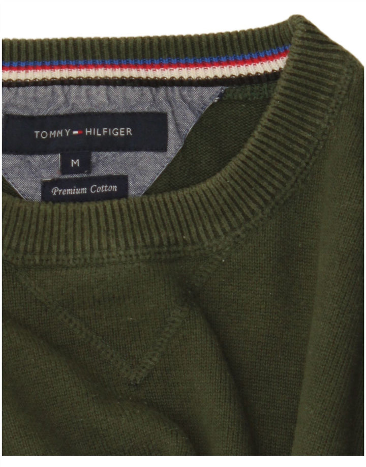 Tommy Hilfiger Herren-Pullover mit Rundhalsausschnitt, mittelgrüne Baumwolle