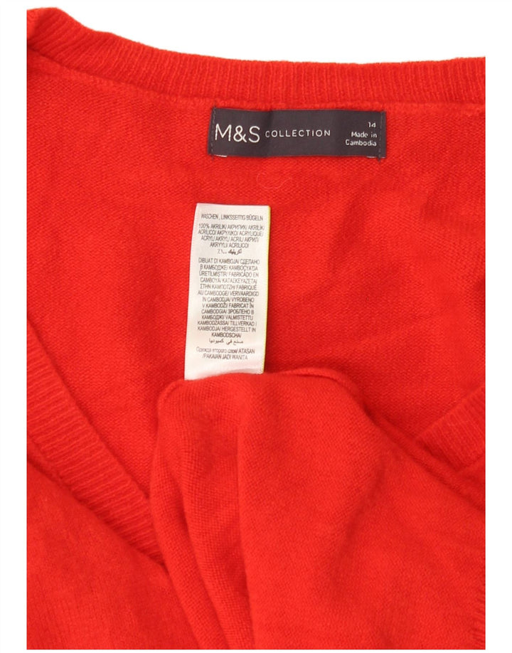 Marks & SPENCER Damen-Pullover mit V-Ausschnitt, Gr. 14, großes rotes Acryl
