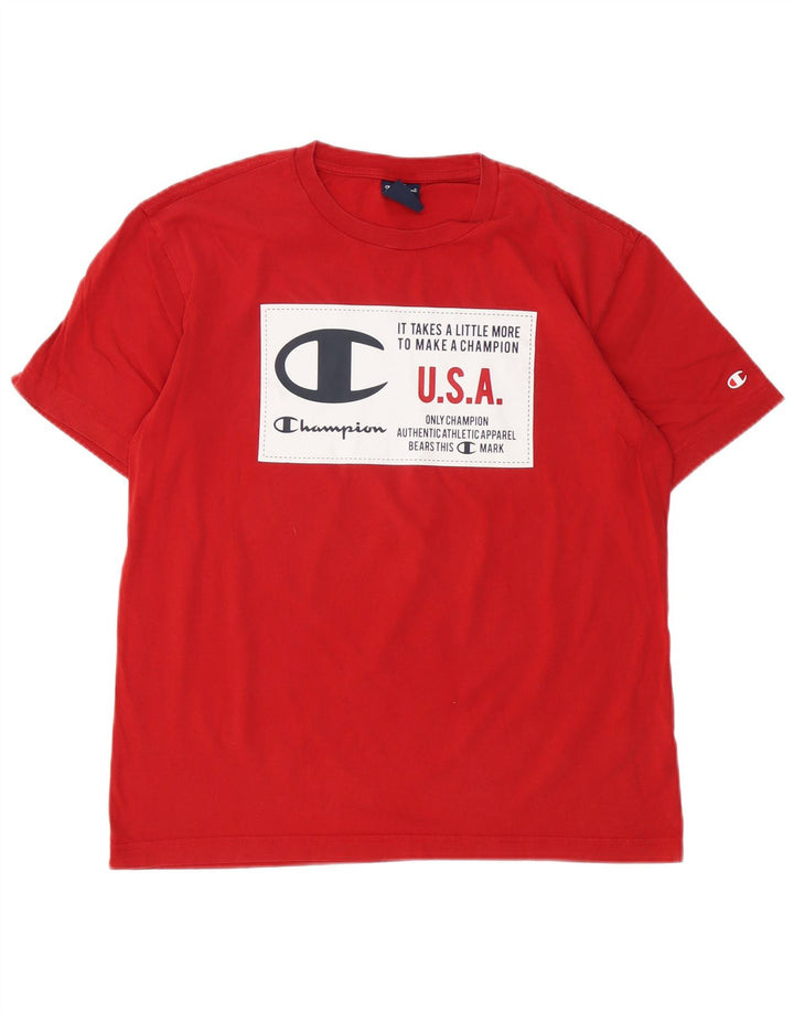 Champion Herren Grafik-T-Shirt-Oberteil Mittelrot