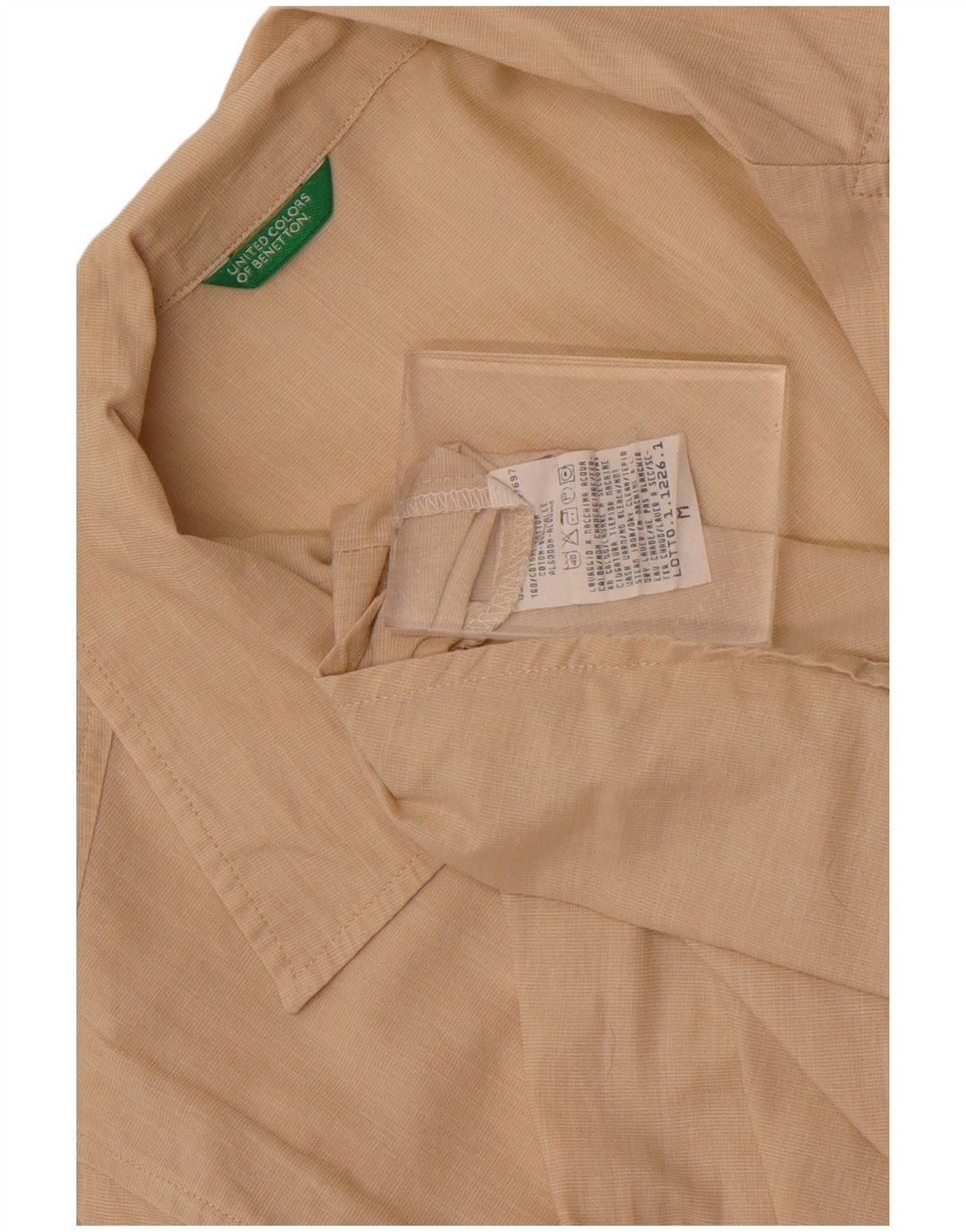 Benetton Damenhemd UK 14 Mittelbeige Baumwolle