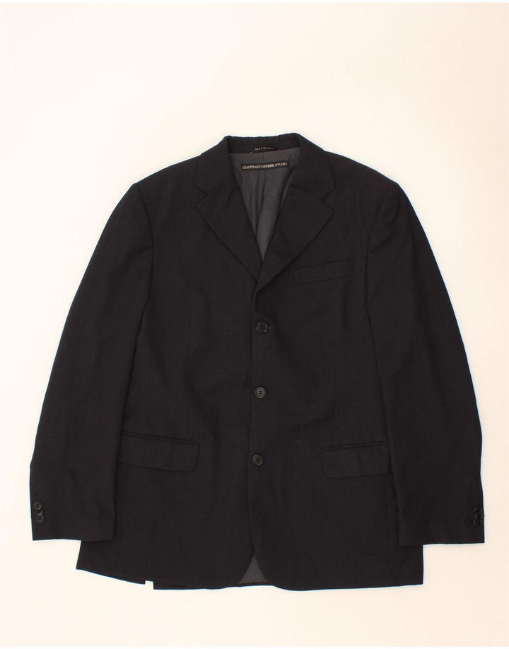 GIANFRANCO FERRE Mens 3 Button Blazer Jacket IT 52 XL Black Virgin Wool Vintage Gianfranco Ferre and Second-Hand Gianfranco Ferre from Messina Hembry 