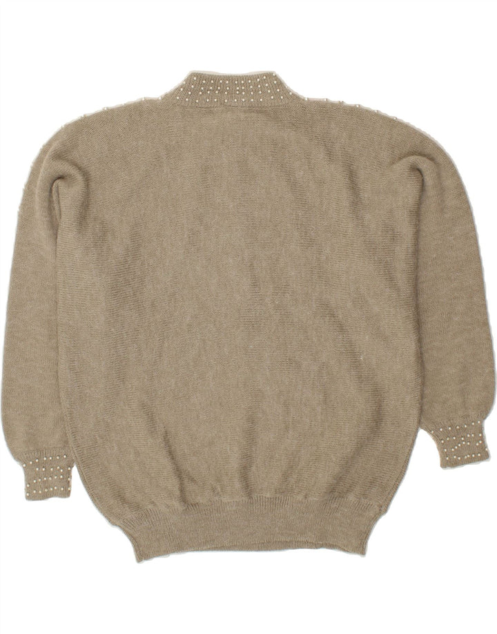 VINTAGE Womens Turtle Neck Jumper Sweater IT 46/48 Large Grey Acrylic Vintage Vintage and Second-Hand Vintage from Messina Hembry 