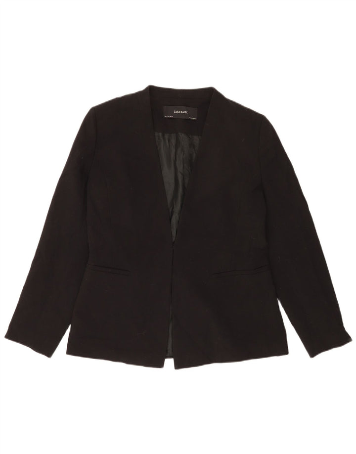 Zara Damen Blazer Jacke UK 16 Large Schwarz Polyester