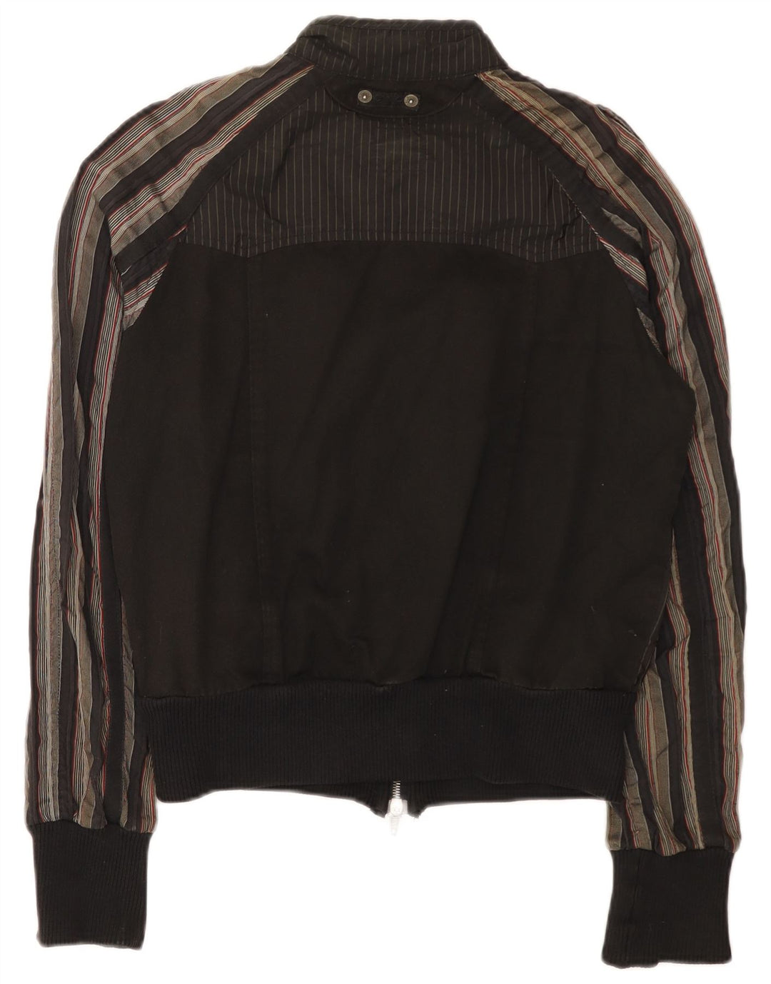 CNC COSTUME NATIONAL Herren Bomberjacke IT 36 Small Schwarz Gestreifte Baumwolle