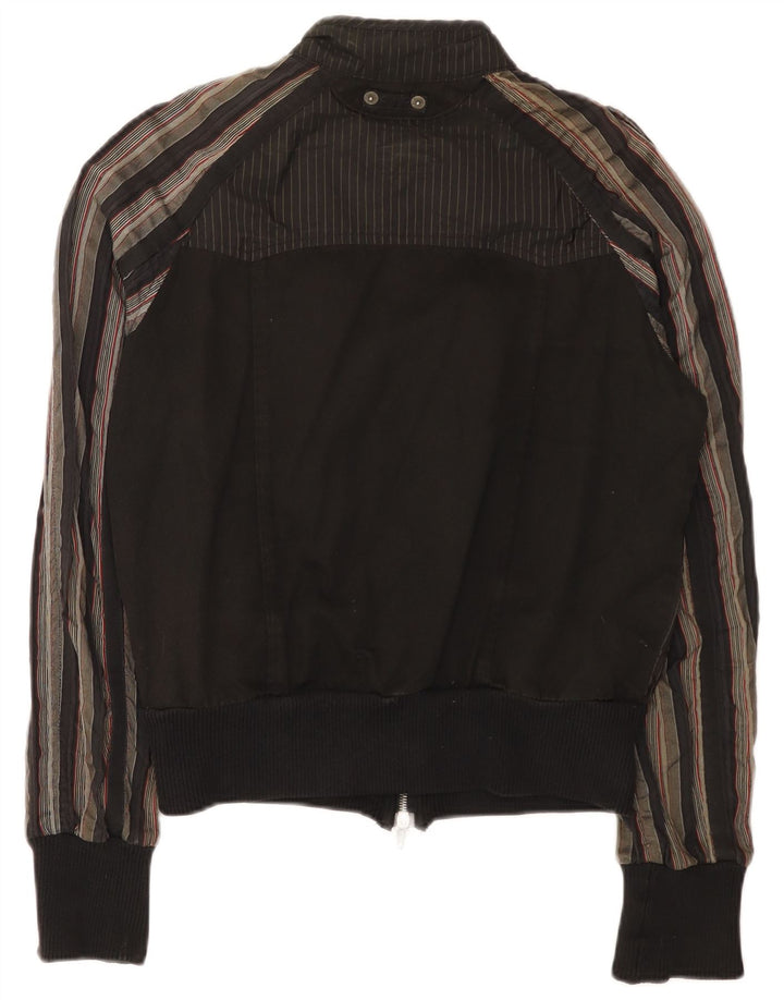 CNC COSTUME NATIONAL Herren Bomberjacke IT 36 Small Schwarz Gestreifte Baumwolle