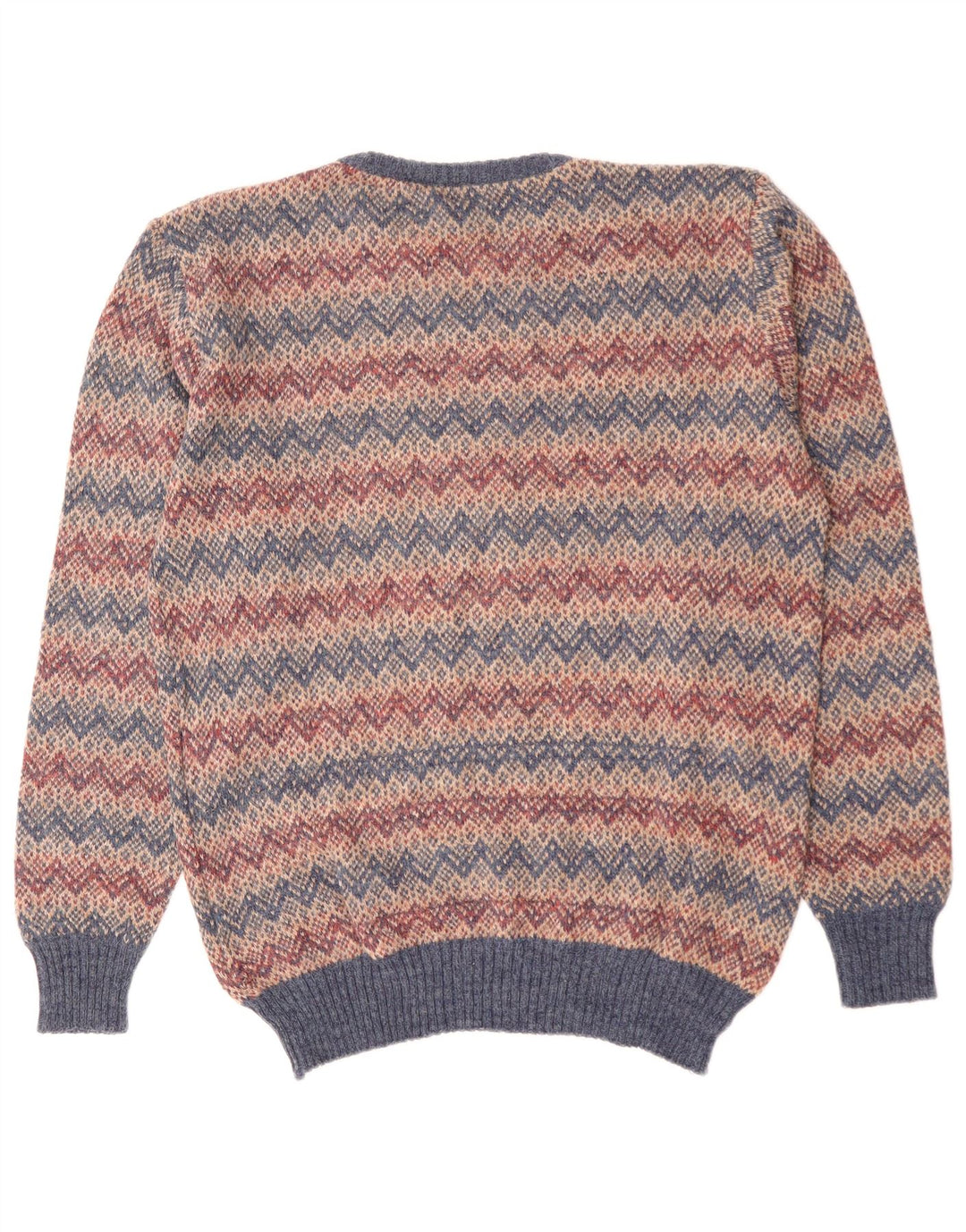 VINTAGE Herren-Pullover mit Rundhalsausschnitt, mittelbraunes Chevron-Acryl
