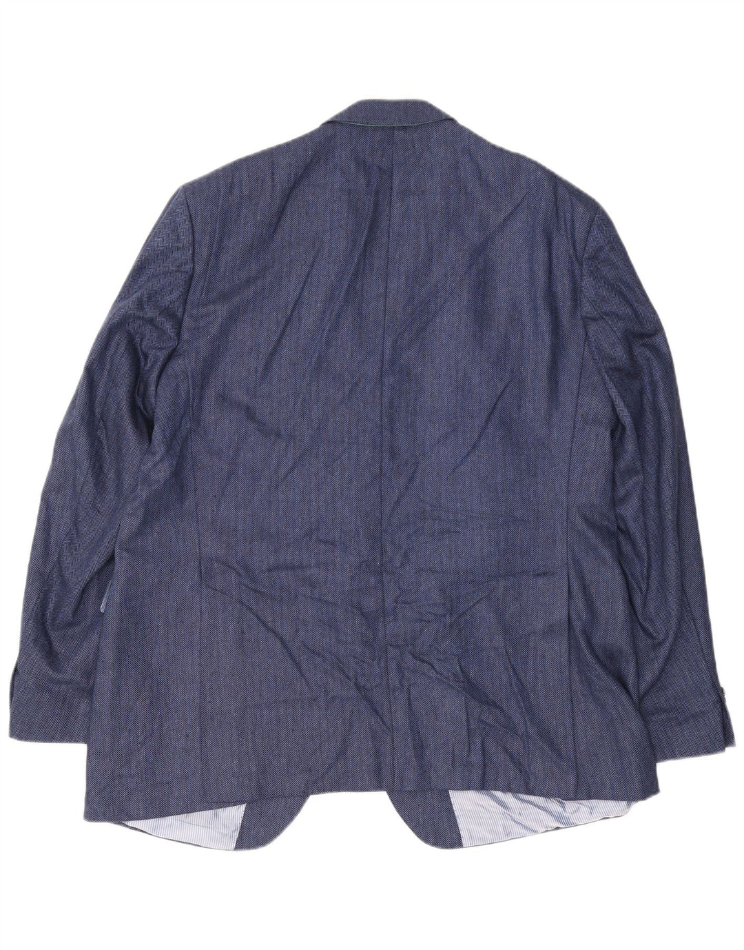 Guy Laroche Herren 2-Knopf-Blazerjacke UK 42 XL Marineblaue Herringbone-Seide