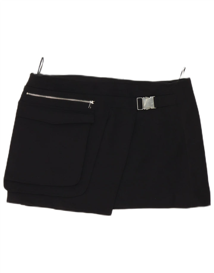 ZARA Damen Minirock mit hoher Taille, XL, W32, Schwarz, Polyester