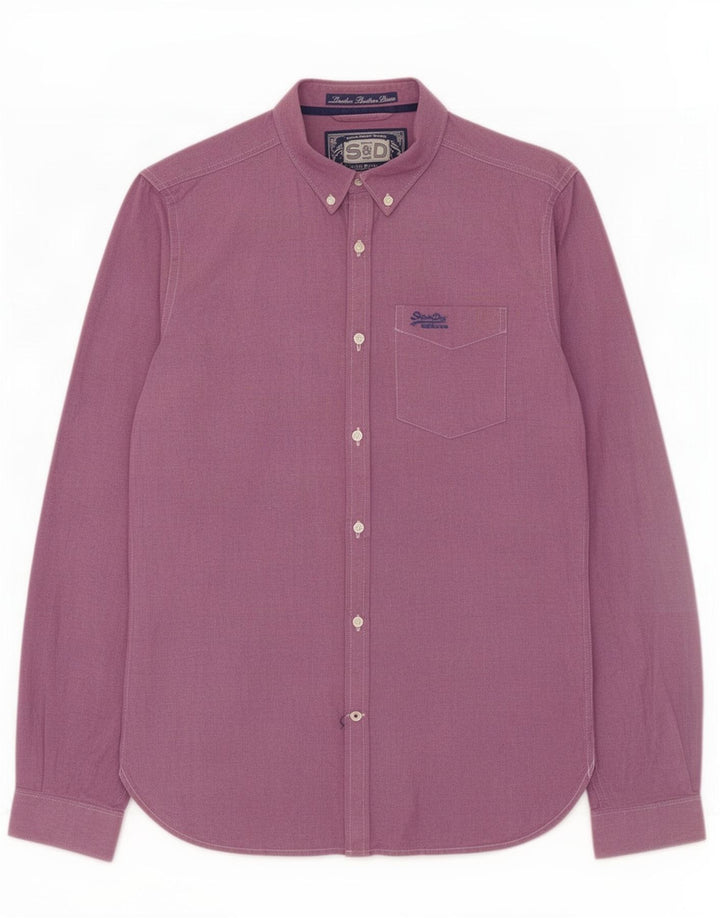 Superdry Herren-Hemd aus mittelvioletter Baumwolle