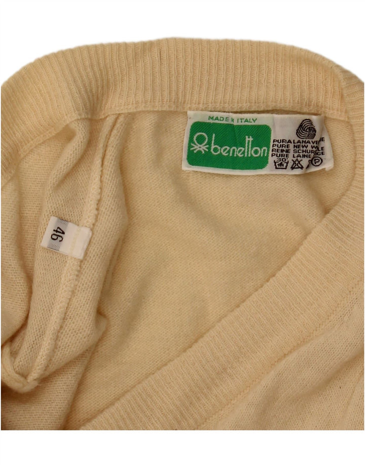 Benetton Damen-Cardigan-Pullover IT 46 Große gelbe Wolle