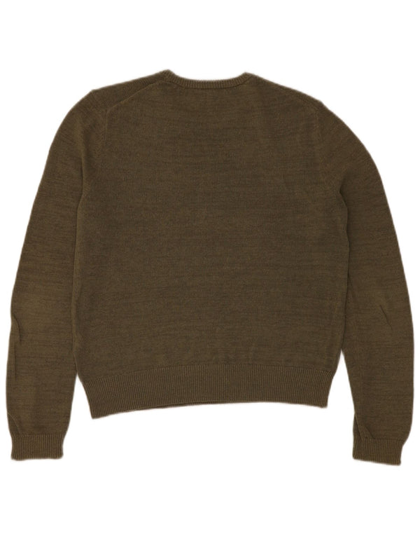 Zara Damen-Pullover mit Rundhalsausschnitt, Gr. 10, Größe S, Khaki, Baumwolle
