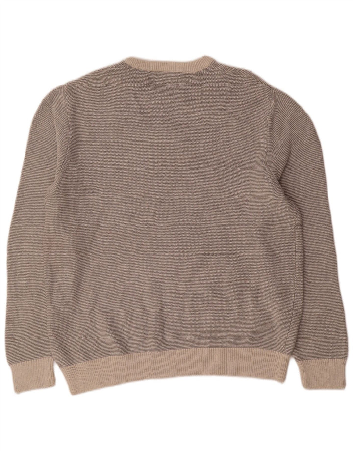 Chaps Herren-Pullover mit Rundhalsausschnitt, Größe L, aus grauer Baumwolle