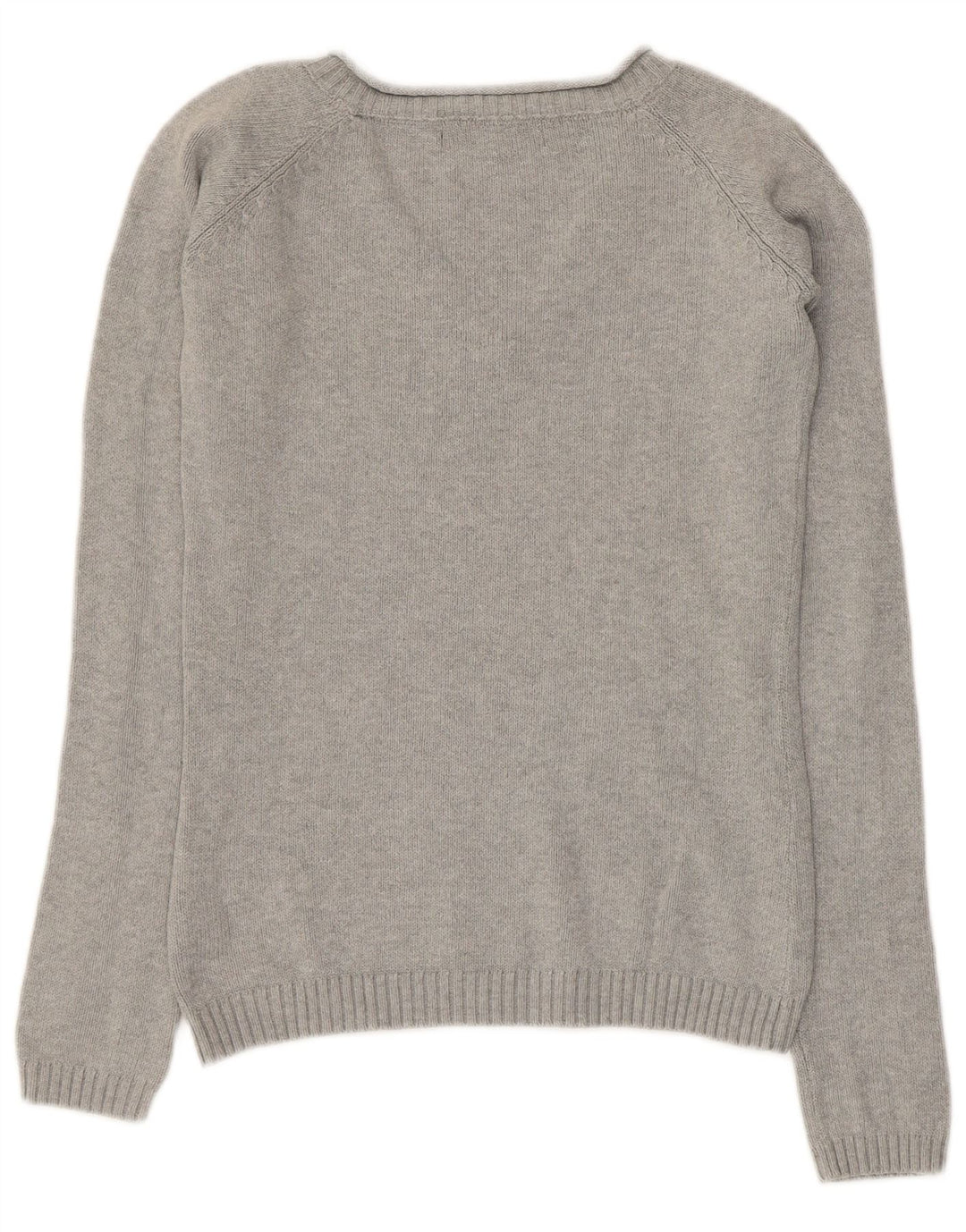 ZARA Damen-Pullover mit V-Ausschnitt, UK 12, mittelgraue Baumwolle