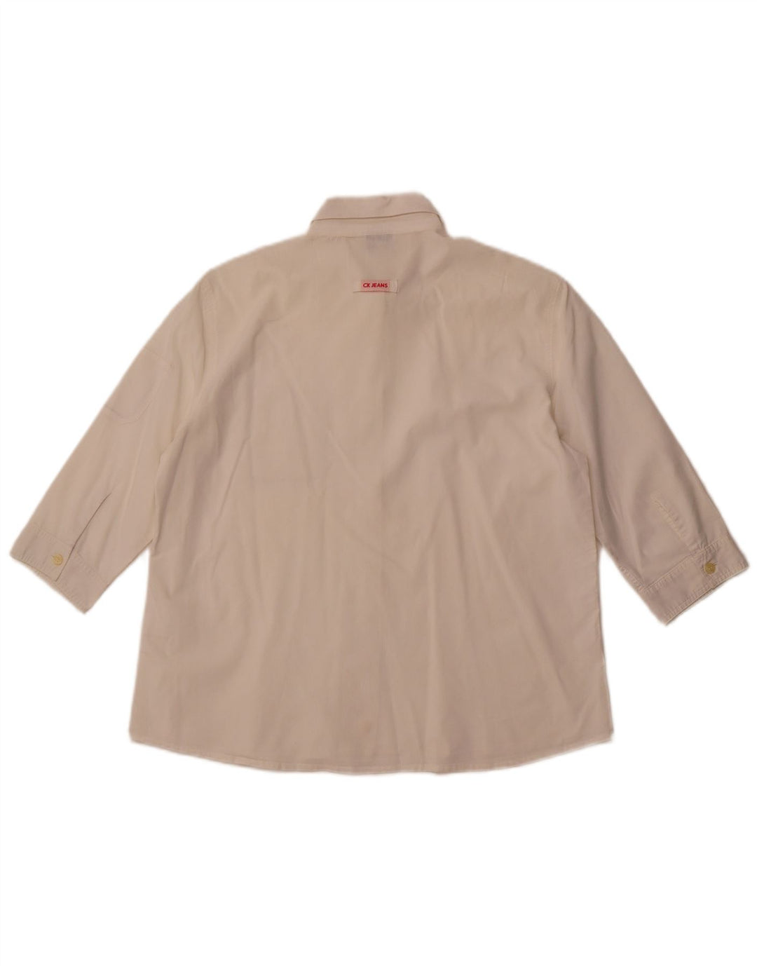 CALVIN KLEIN JEANS Damen 3/4-Ärmel-Hemd UK 16 Large Off White
