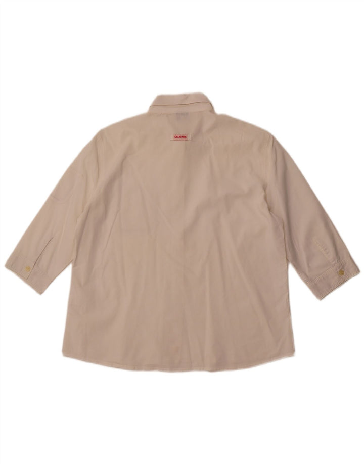 CALVIN KLEIN JEANS Damen 3/4-Ärmel-Hemd UK 16 Large Off White