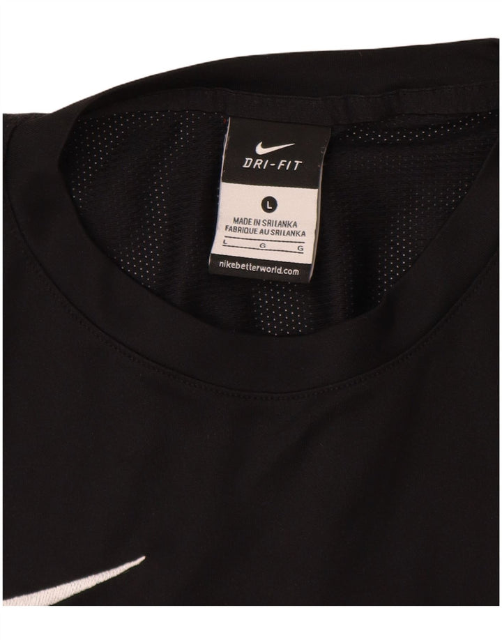 NIKE Herren Dri Fit T-Shirt Top Large Schwarz Polyester