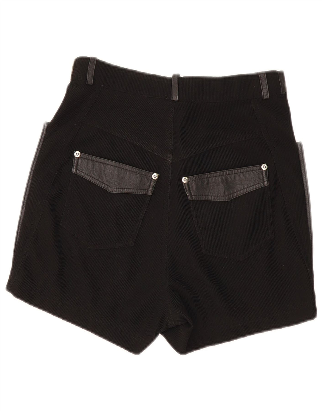 Vintage Damen Ledershorts UK 10 Small W26 Schwarzes Leder