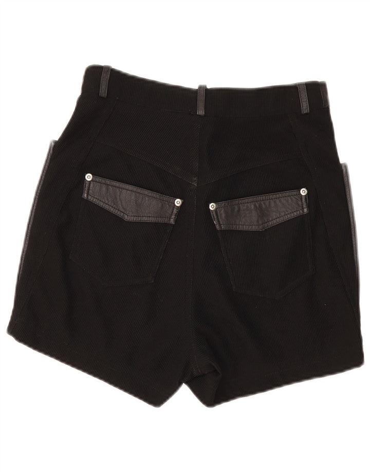 Vintage Damen Ledershorts UK 10 Small W26 Schwarzes Leder