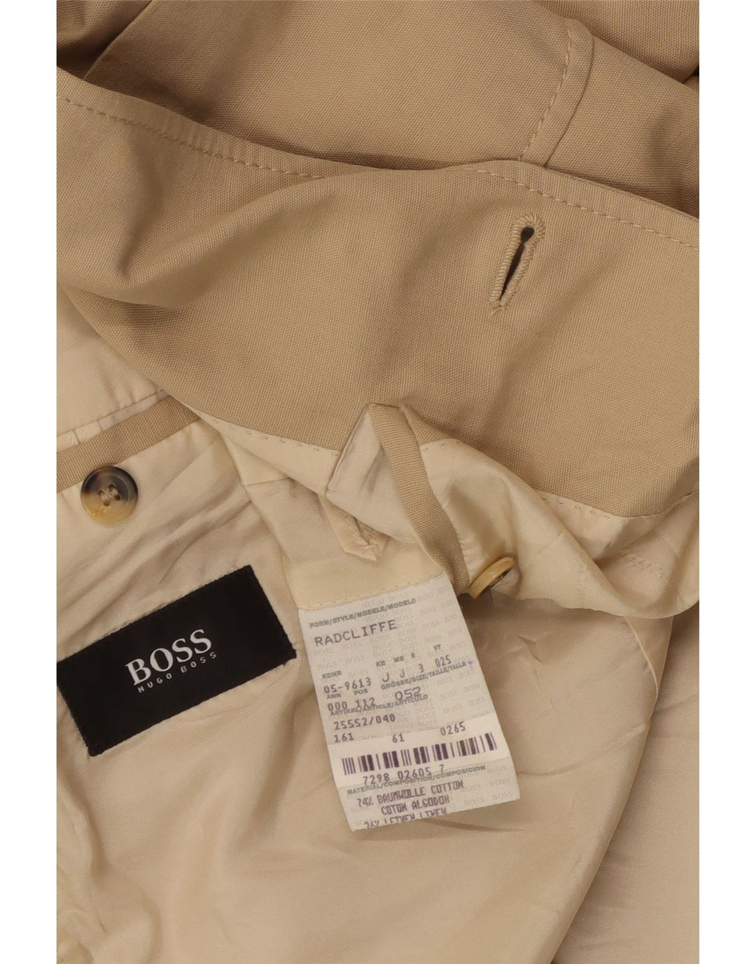 HUGO BOSS Herren 3-Knopf-Blazerjacke EU 52 XL Beige Baumwolle