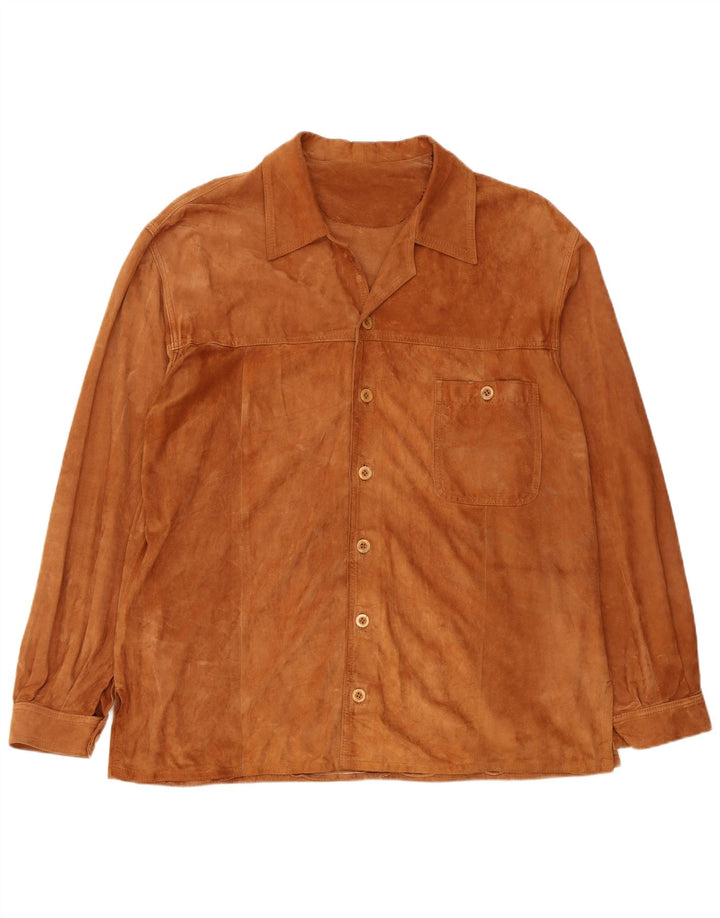 Vintage Herren Wildleder Hemd 2XL Braunes Leder
