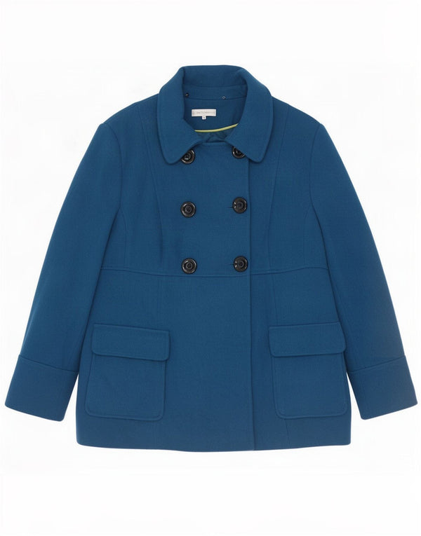 John Rocha Damen Pea Coat UK 22 3XL Blaue Wolle