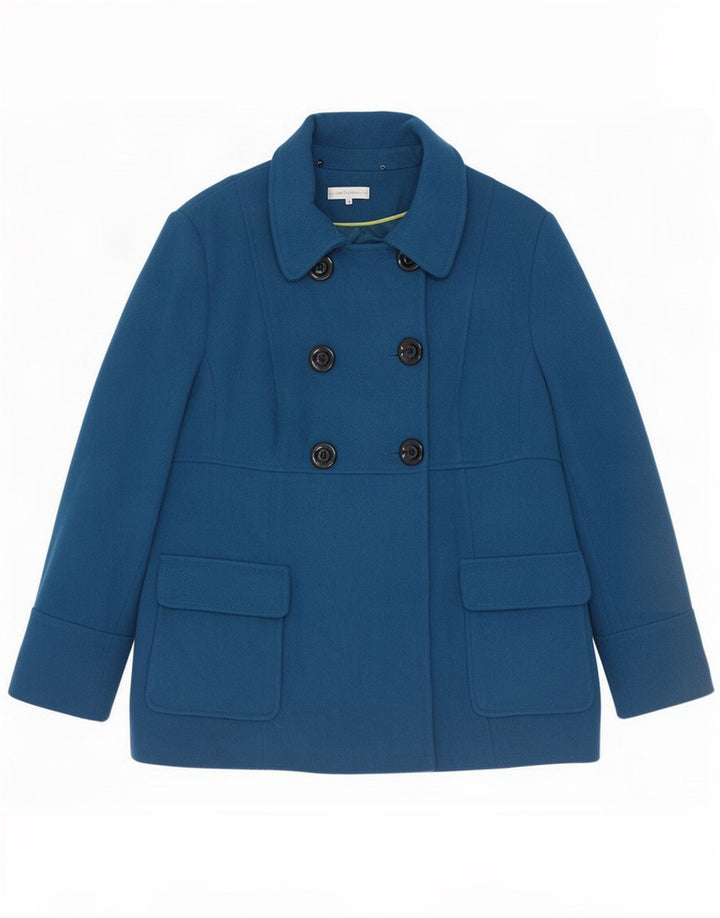 John Rocha Damen Pea Coat UK 22 3XL Blaue Wolle