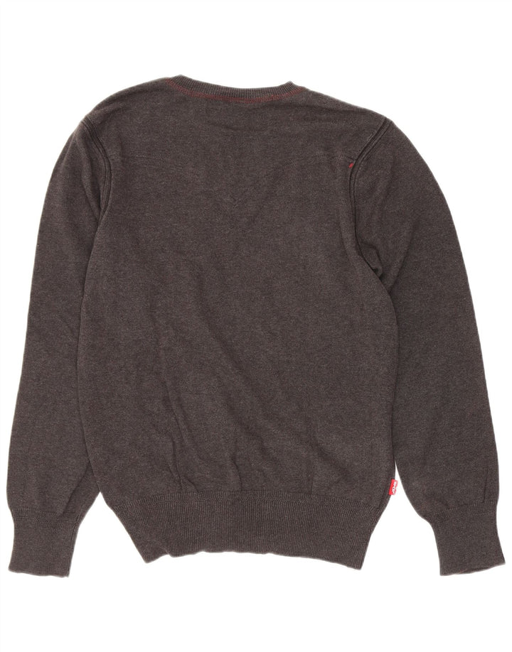 Levi's Herren-Pullover mit V-Ausschnitt, Größe S, graue Baumwolle