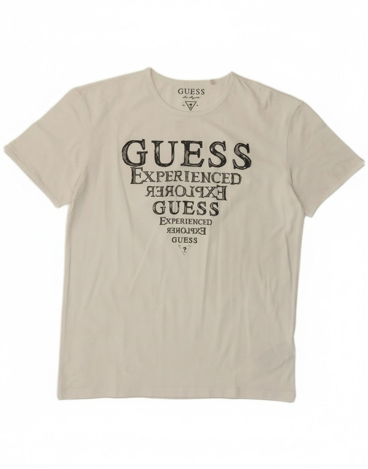Guess Grafik-T-Shirt-Oberteil für Damen, EU 38, mittelweiß, Baumwolle, klassisch