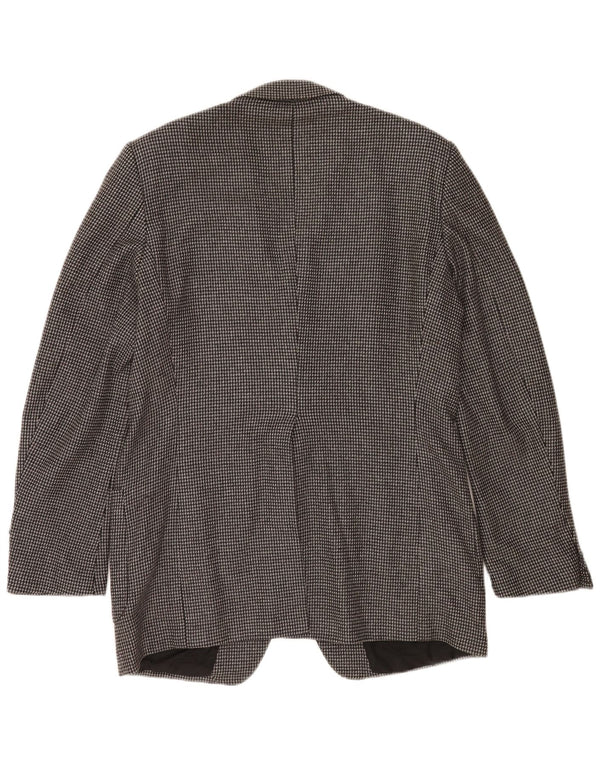 Vintage Herren 2-Knopf-Blazerjacke UK 38 Mittelgrau karierte Schurwolle