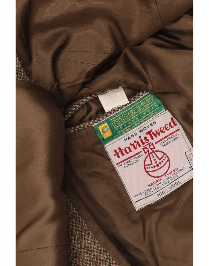 Harris Tweed Herren-Blazer mit 2 Knöpfen, UK 44, XL, braune Wolle