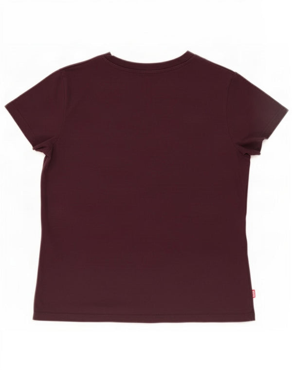 Levi's Damen T-Shirt Top UK 10 Small Burgund Baumwolle