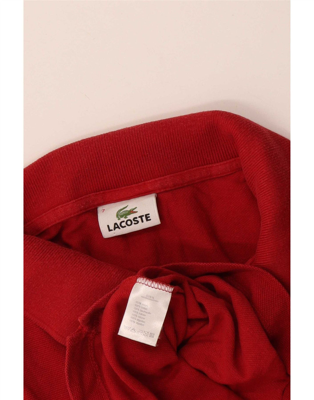 Lacoste Herren-Poloshirt, Größe 7 2XL, rote Baumwolle
