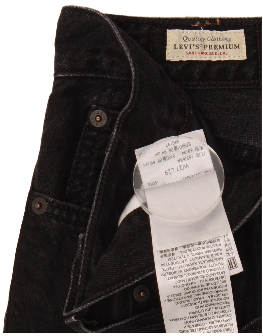 LEVI'S Damen High Rise Slim Straight Jeans W27 L29 Schwarze Baumwolle