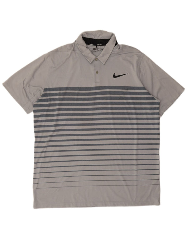 Nike Herren Dri Fit Poloshirt XL grau gestreift Polyester