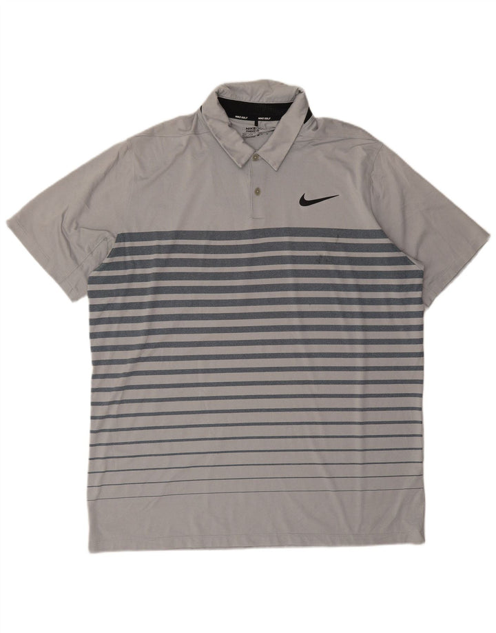 Nike Herren Dri Fit Poloshirt XL grau gestreift Polyester