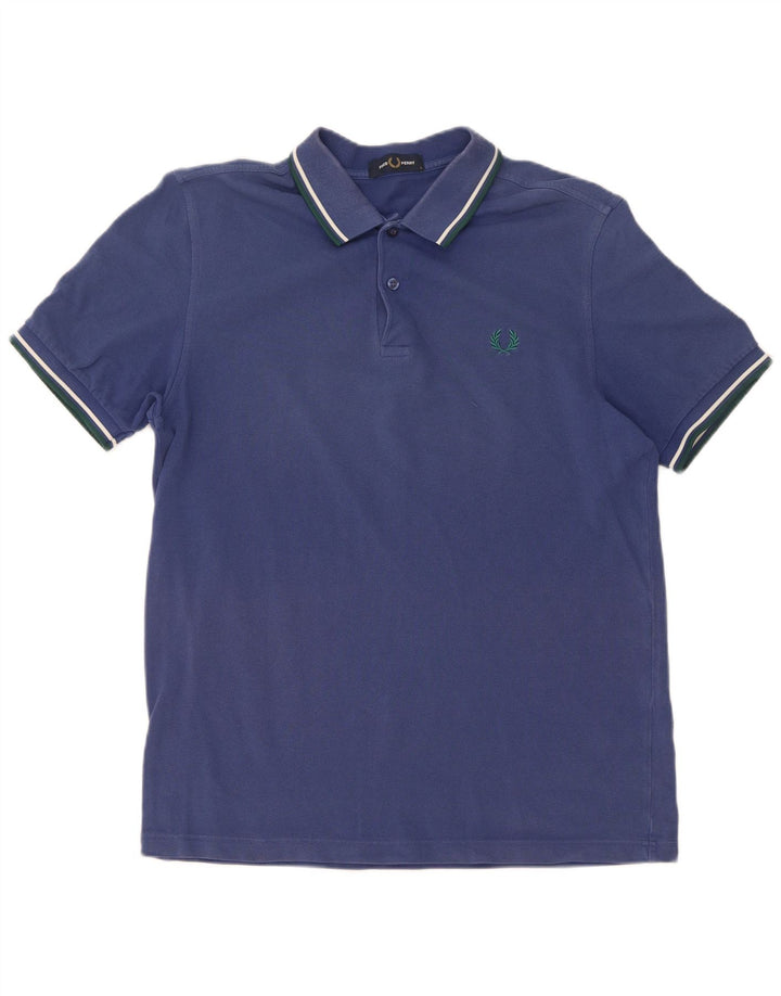 Fred Perry Herren-Poloshirt, groß, blau gestreift, Baumwolle