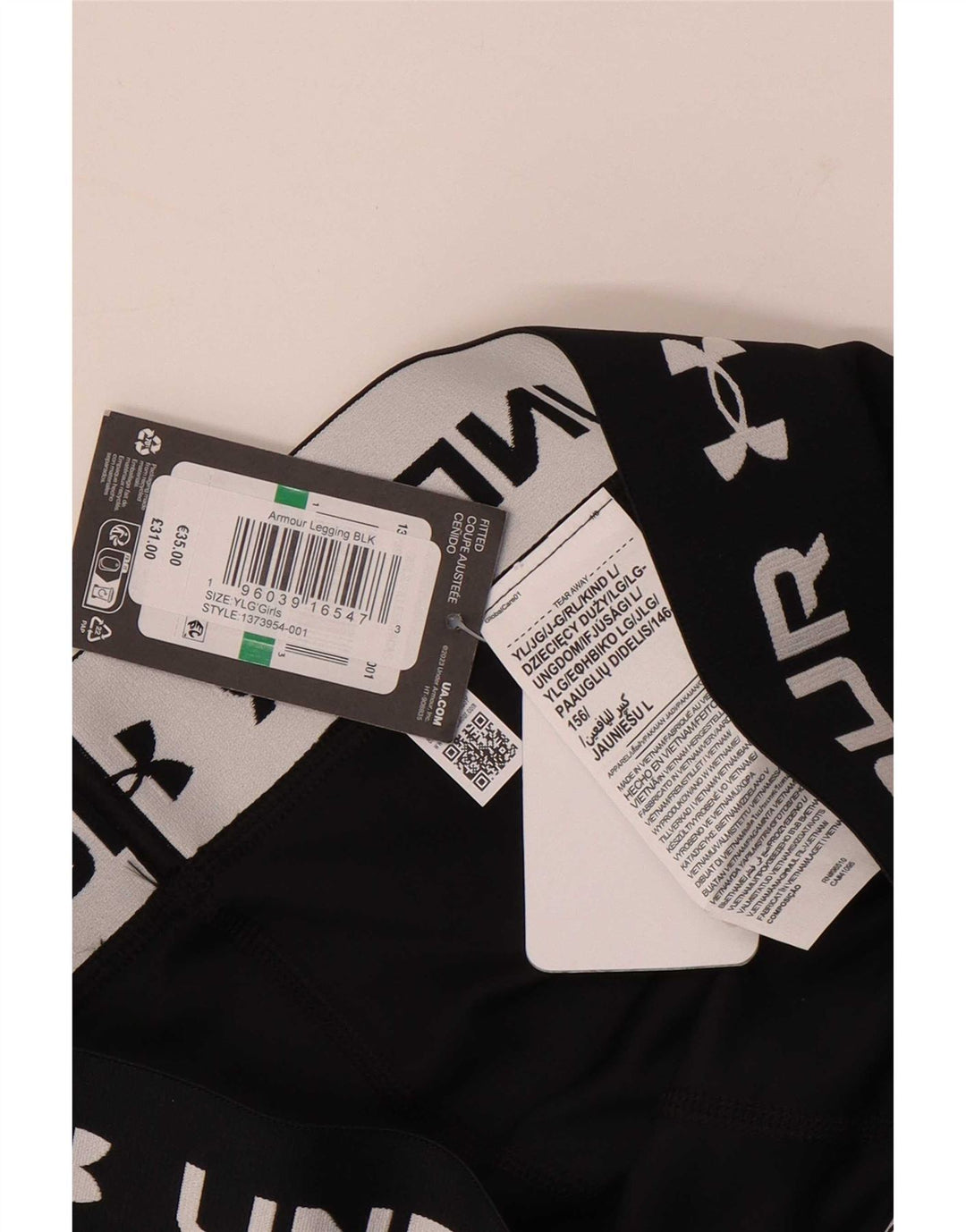 Under Armour Mädchen-Leggings mit Grafik, 12–13 Jahre, schwarzes Polyamid