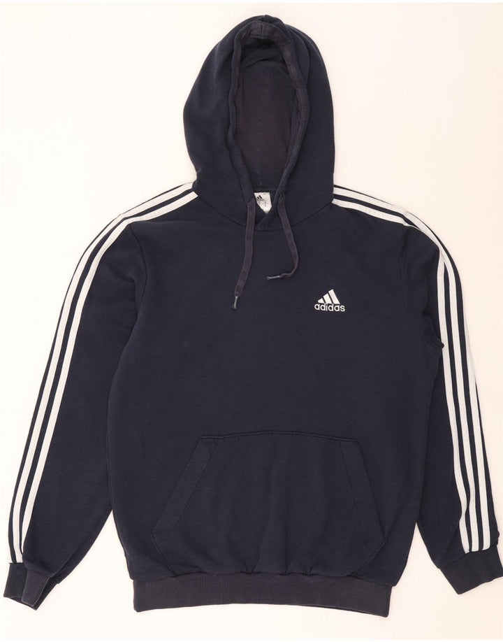 Adidas Herren Kapuzenpullover aus mittelblauer, marineblauer Baumwolle