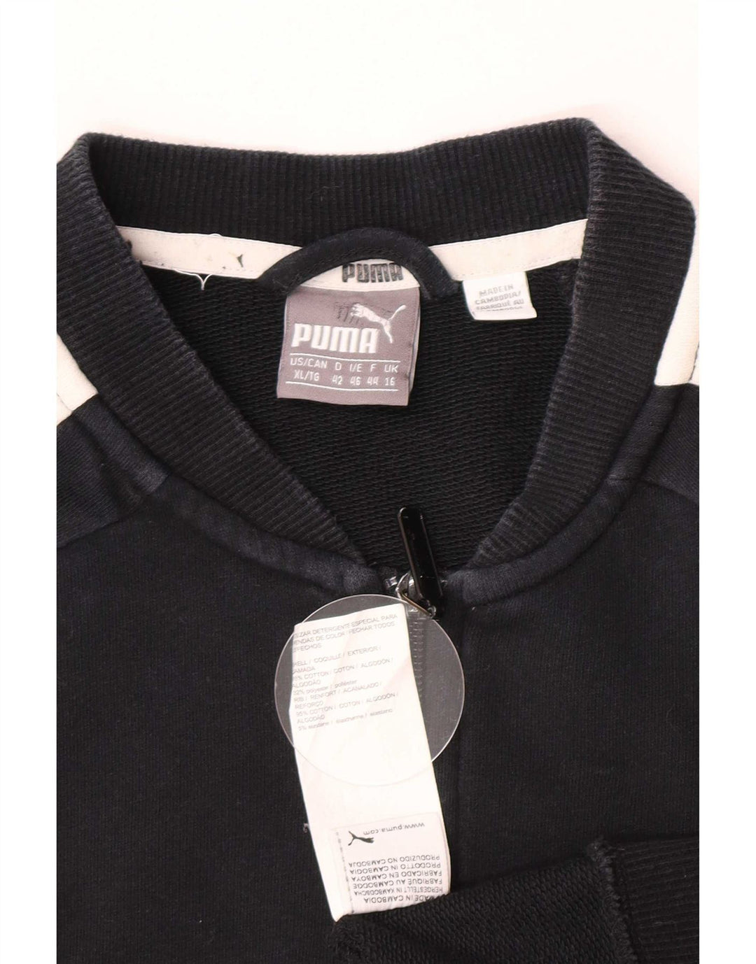 Puma Damen-Trainingsanzug-Top-Jacke, UK 16, Größe L, Schwarz, Colourblock-Baumwolle