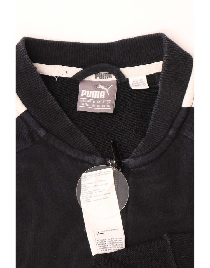 Puma Damen-Trainingsanzug-Top-Jacke, UK 16, Größe L, Schwarz, Colourblock-Baumwolle
