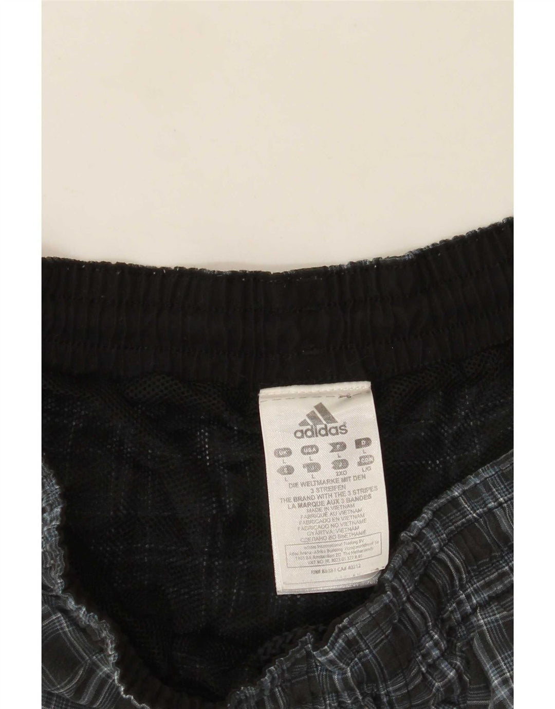 Adidas Herren-Badeshorts, groß, grau kariert, Polyester