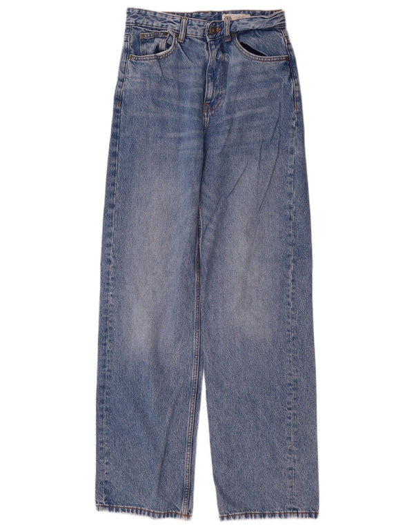 Zara Damen High Rise Loose Jeans EU 36 XS W26 L33 Blaue Baumwolle
