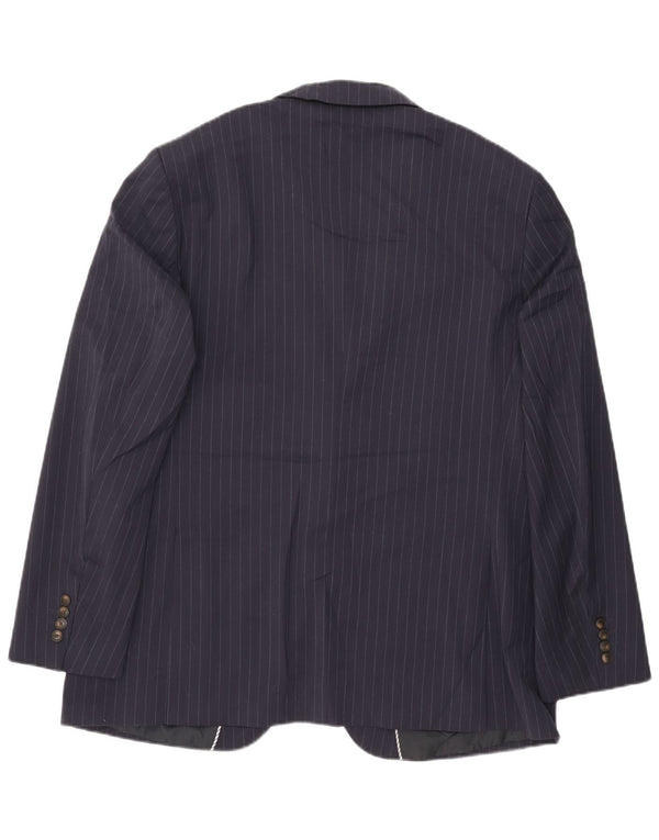 Marks & Spencer Herren Longline Blazer Jacke UK 46 3XL Marineblau Nadelstreifen