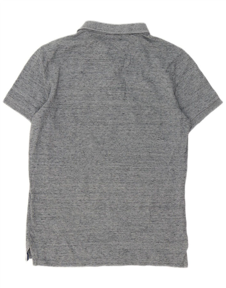 Superdry Herren-Poloshirt aus mittelgrau gesprenkelter Baumwolle mit Grafik
