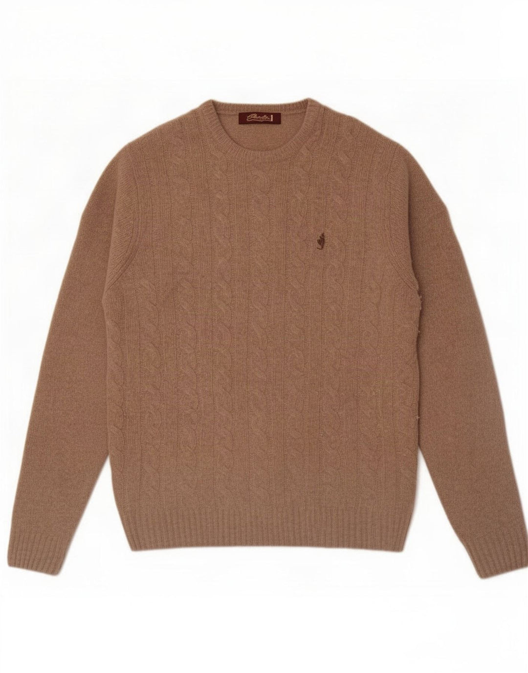 Marlboro Classics Herren-Pullover mit Rundhalsausschnitt, groß, beige Lammwolle