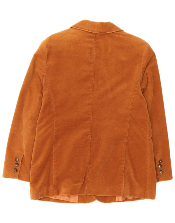 VINTAGE Damen Zweireiher Blazer Jacke UK 16 Große braune Baumwolle